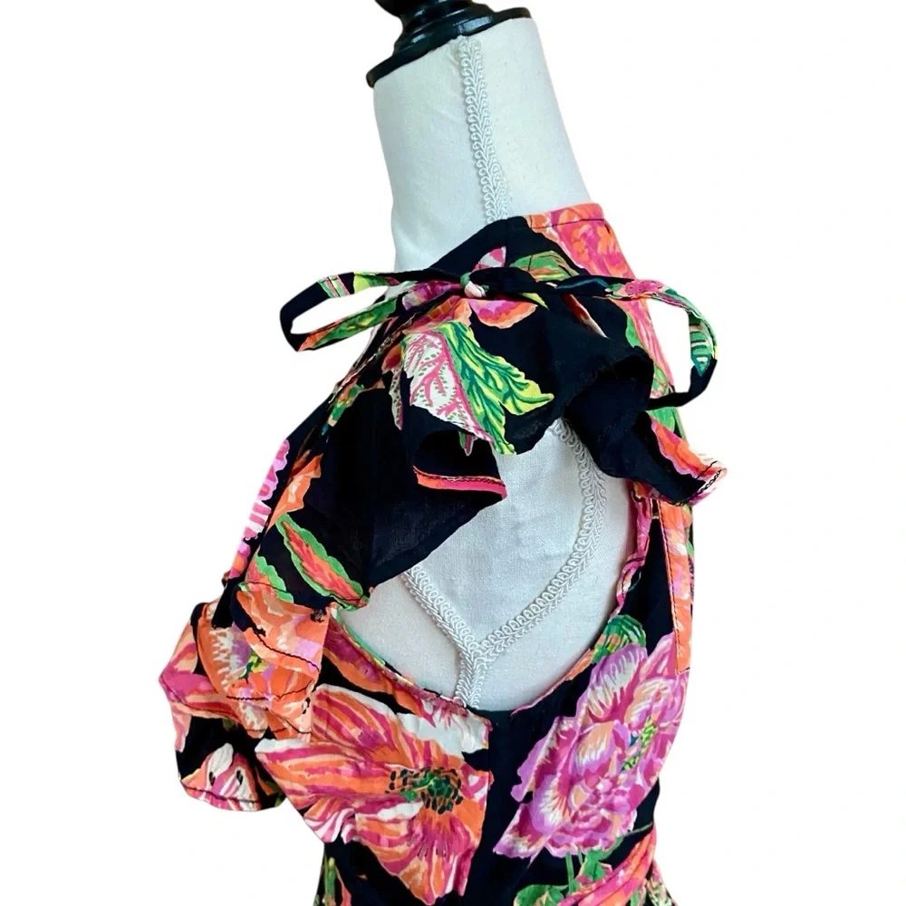 Banjanan Designer Carra Eliza’s Rose Garden Black Wrap Maxi Dress S - Picture 9 of 14